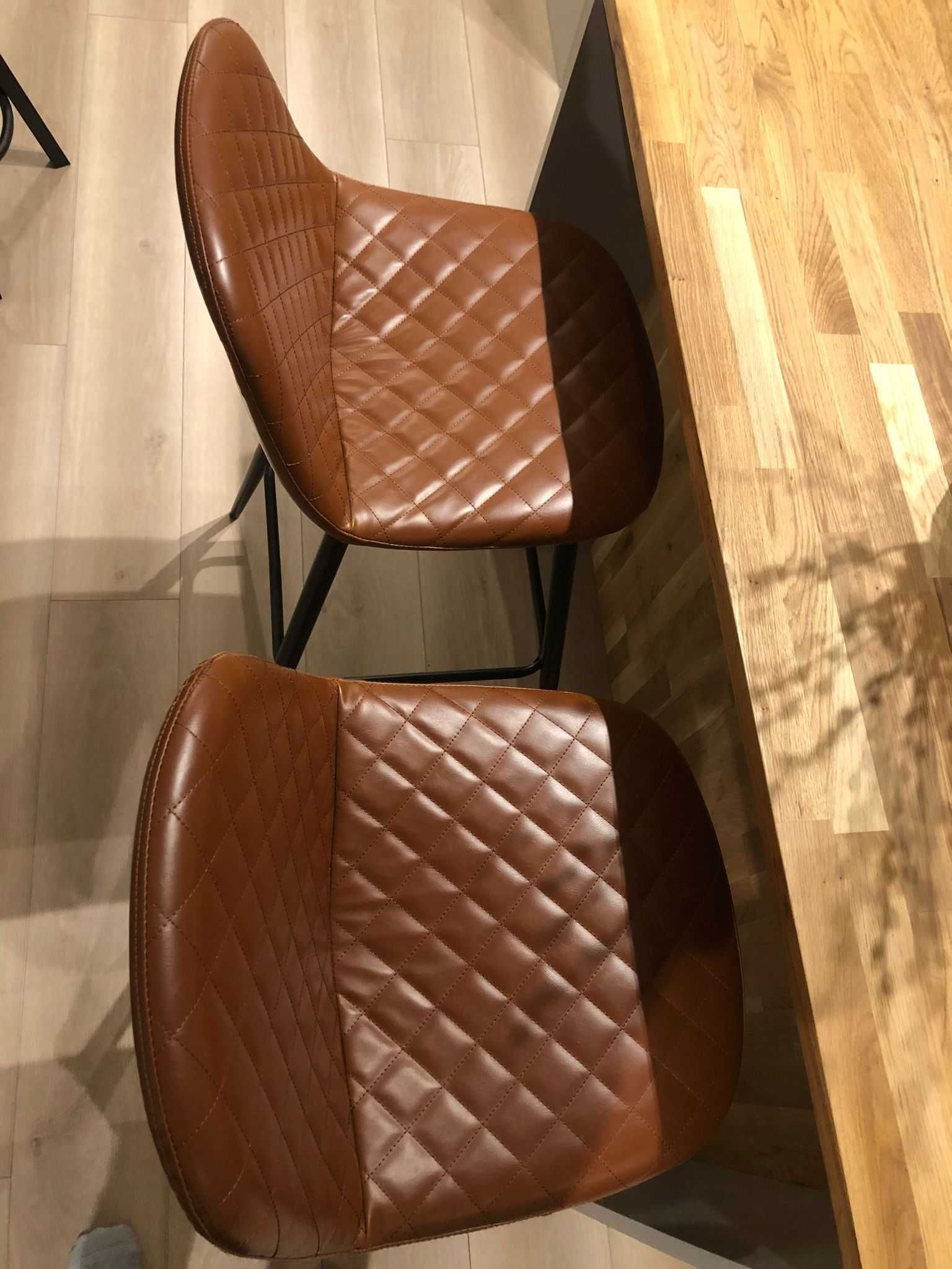 2 hokery, krzeseła barowe 46,6 x 51 cm skóra brąz/czarny Westwing