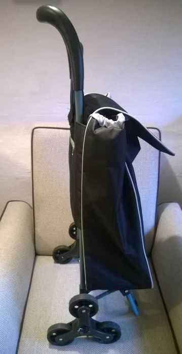 Torba na kółkach potrójnych wózek na zakupy składany solidny czarny