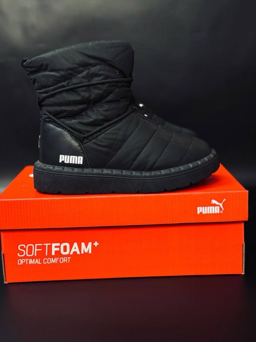 Черные теплые дутики Puma/ дутики непромокаемые женские пума