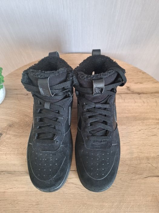 Зимние кроссовки Nike 40р, чёрные замшевые хайтопы, ботинки
