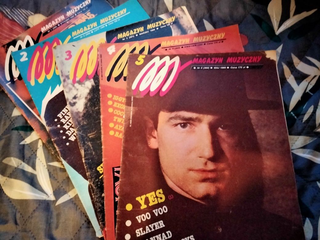 Unikatowy zestaw 5 numerów miesięcznika Magazyn Muzyczny z 1989 roku .