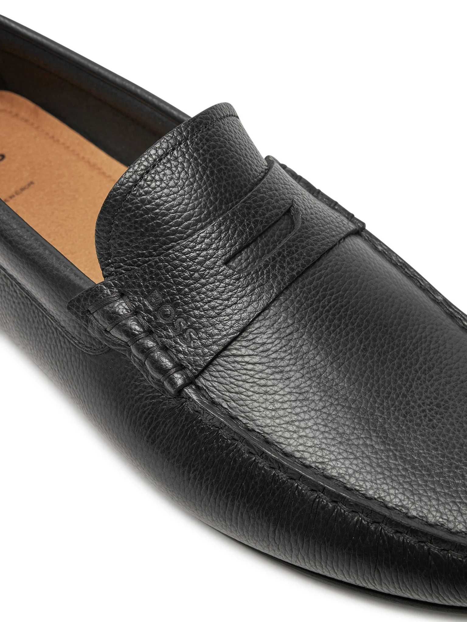 HUGO BOSS skórzane męskie mokasyny BLACK NOWE