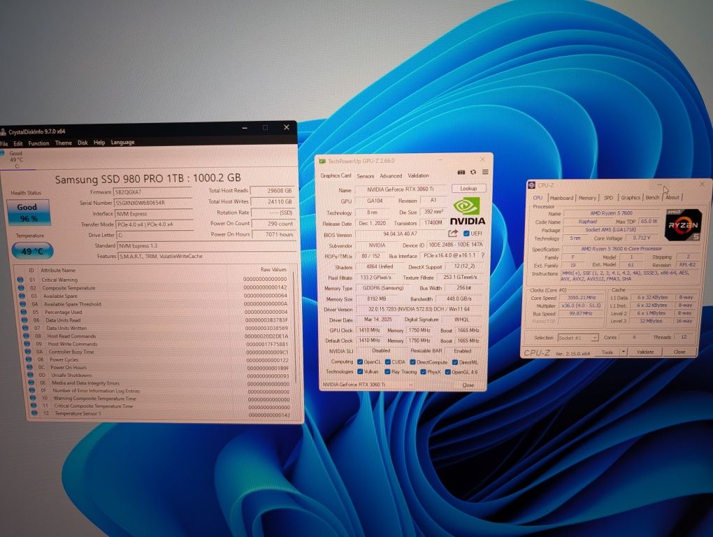 Особистий комп'ютер ігровий | RTX 3060 Ti +Ryzen 5 7600 32GB + 1TB SSD
