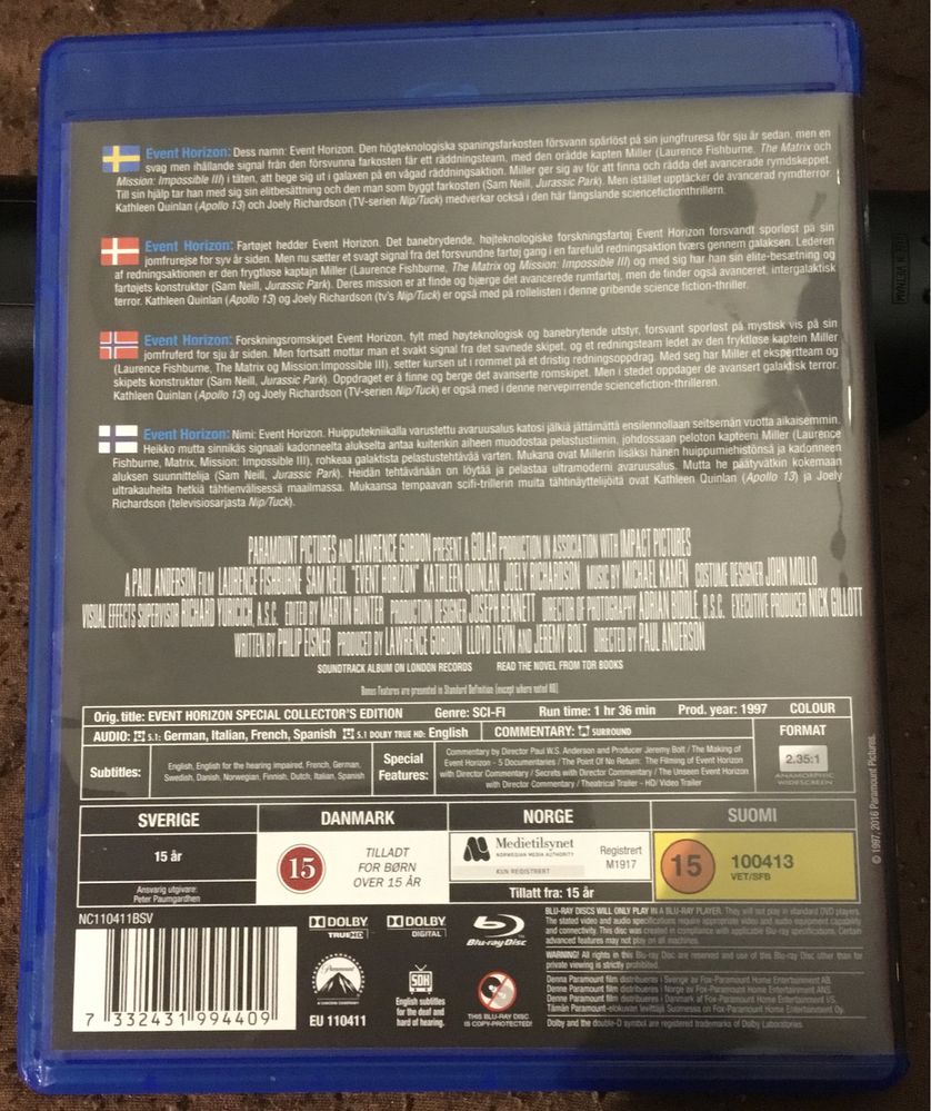 Event horizon Blu ray