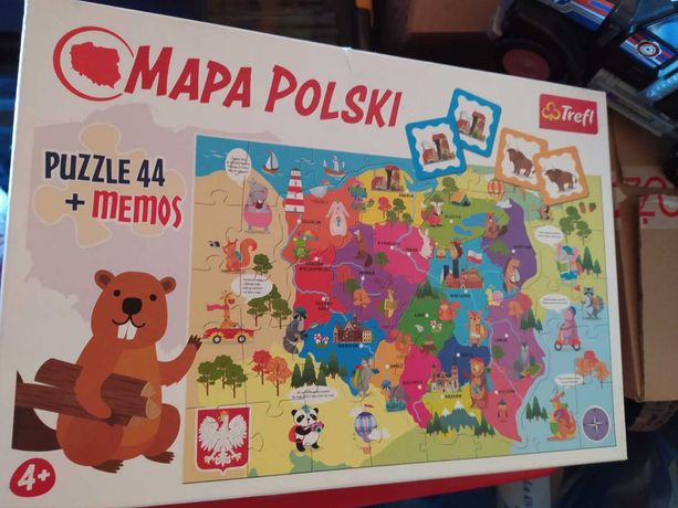 Puzzle mapa Polski 44 elementy + Memory