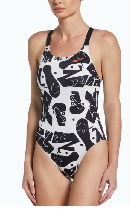 Купальник суцільний жіночий Nike Multiple Print Fastback чорний