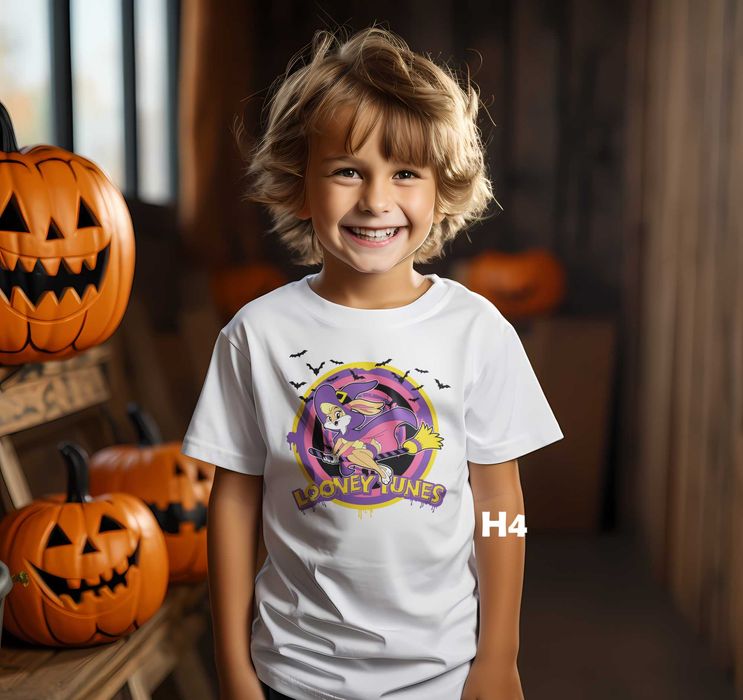 koszulka bluzka t-shirt 98-164cm Halloween Looney Tunes biała czarna
