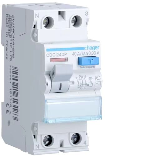 Interruptor Diferencial HAGER 2P 40A 30MA AC 2M