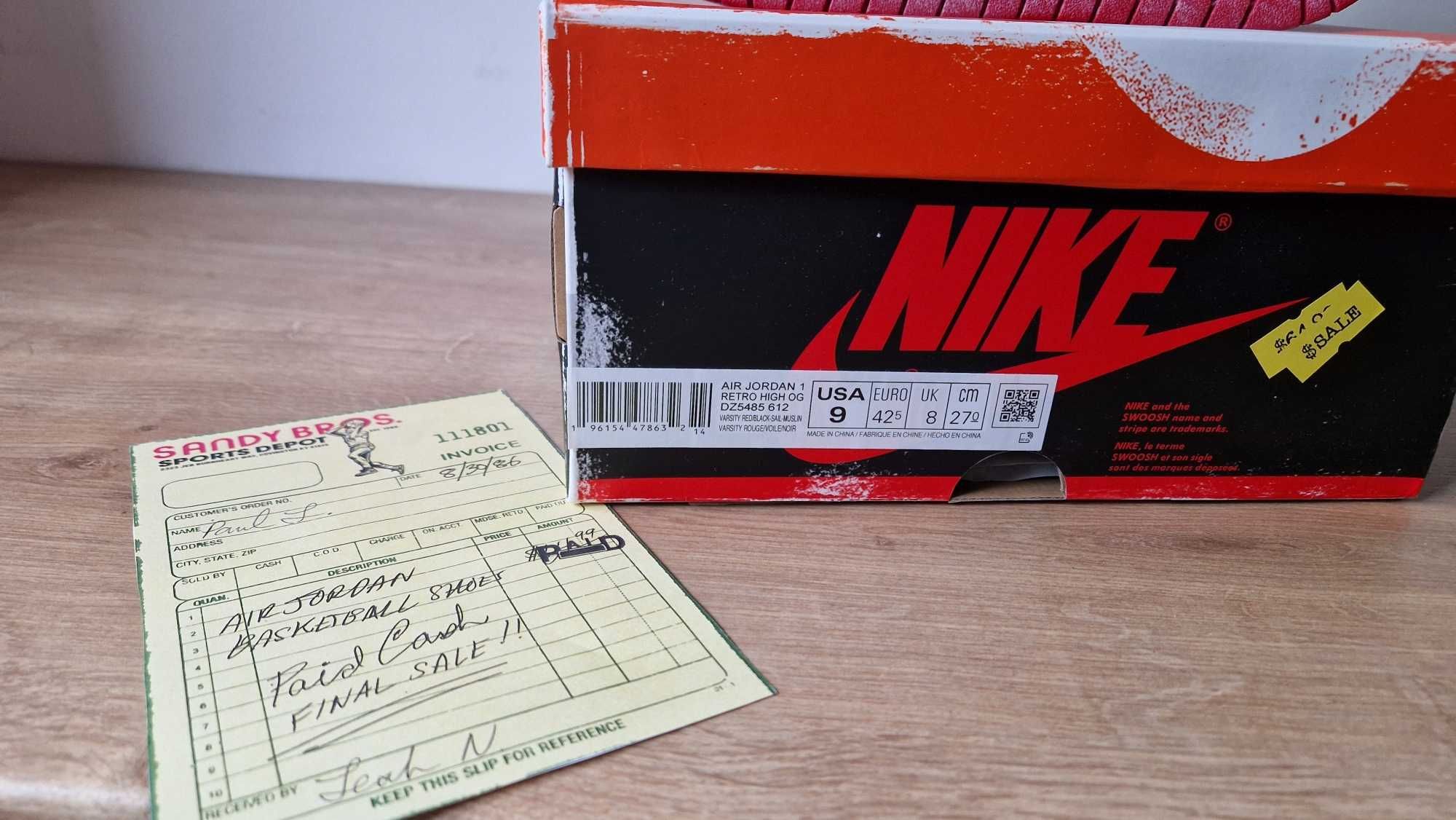 Jordan 1 Retro High OG Chicago Lost and Found nowe 42,5 EUR = 9 US 9US