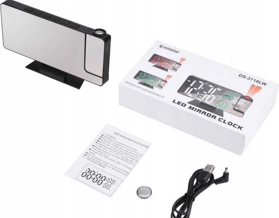 Budzik zegar cyfrowy elektroniczny LED z projektorem