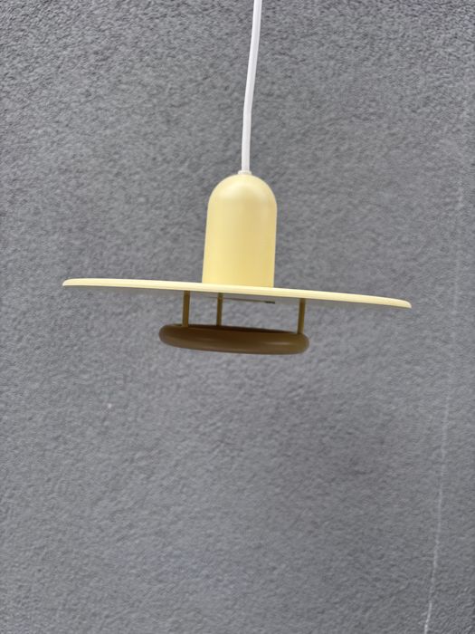 Lampa spodek - Żółta space age retro prl