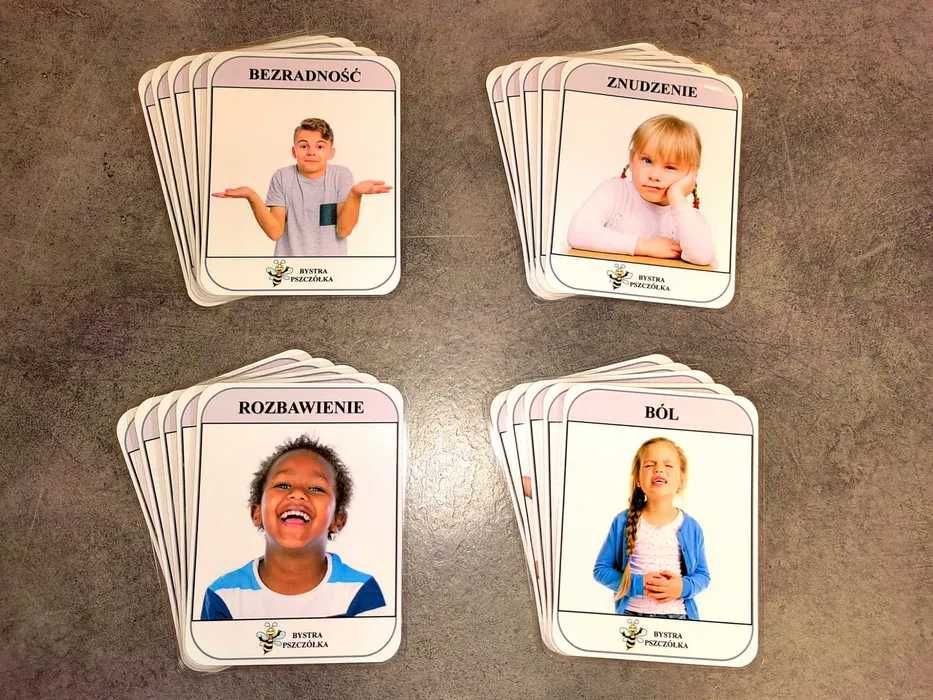 EMOCJE, 20 kart edukacyjnych typu Montessori z obrazkami, TUS, WWR