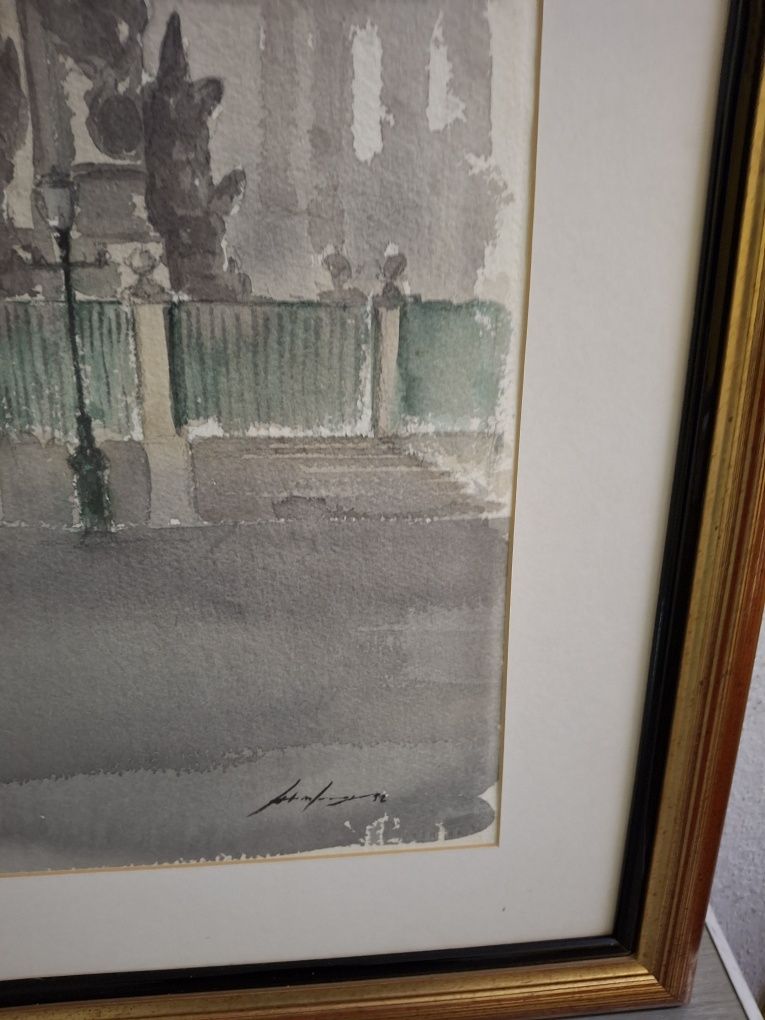 António Neves aguarela pintura quadro Lisboa Terreiro do Paço