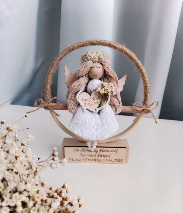 Pamiątka na Chrzest Święty Prezent na Chrzest Święty Anioł Stróż Chrzc