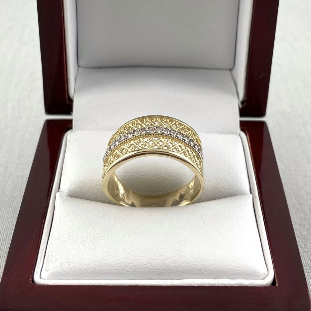 Zjawiskowy ZŁOTY pierścionek z cyrkoniami PR. 585 (14K) rozmiar 19