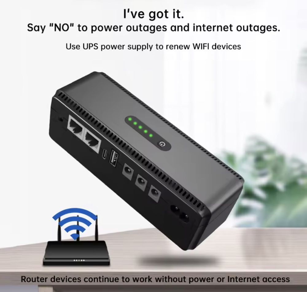 DSL-18W мини UPS для роутэра 5v/9v/12v  10400 mAh