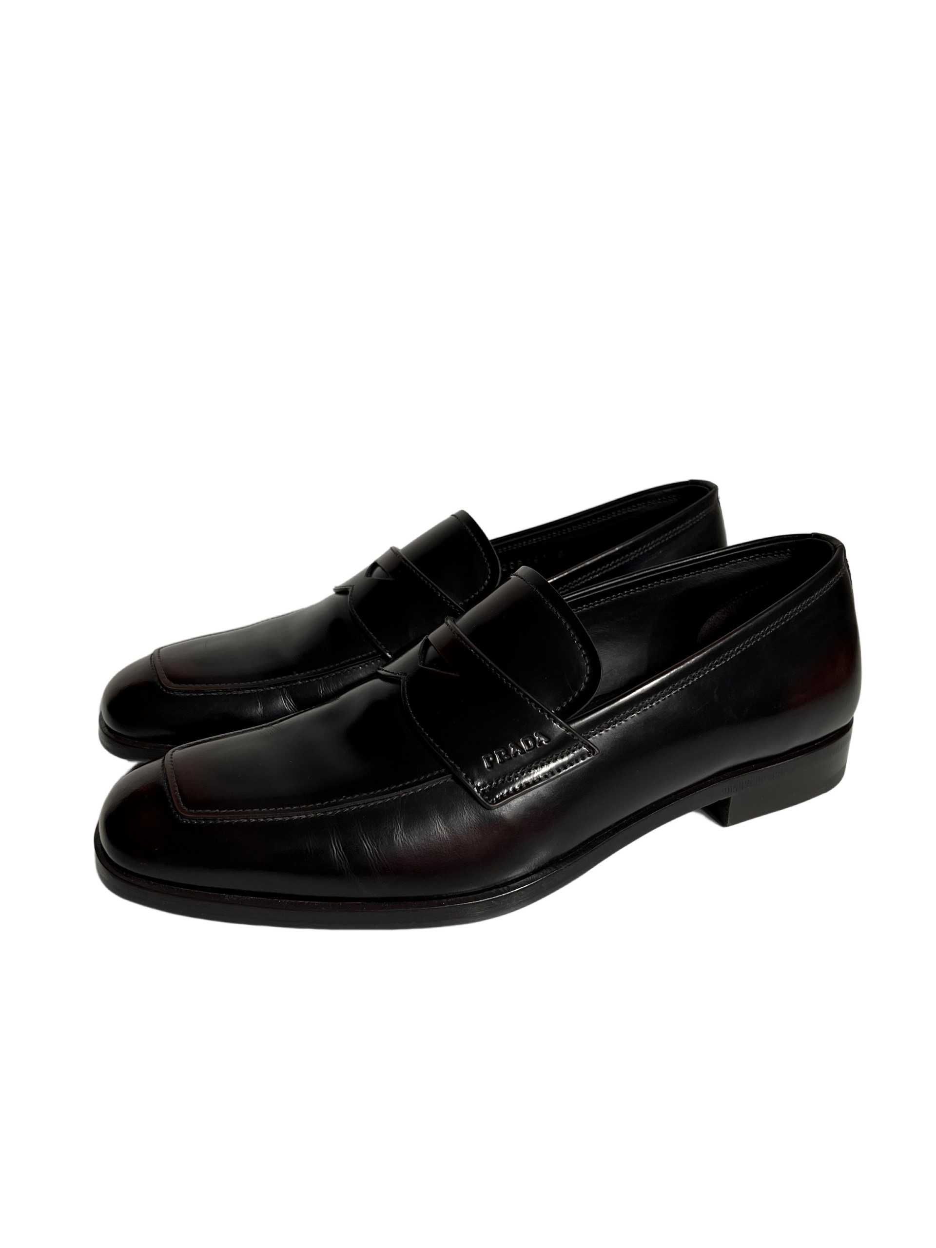 PRADA 100% oryginał męskie buty mokasyny skóra naturalna licowa r. 40
