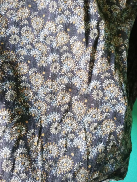Granatowa koszula męska w kwiaty S Jean Carriere slim fit jesienne kwi