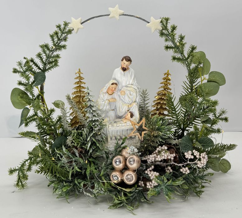 Stroik świąteczny Szopka Święta Rodzina LED dekoracja Boże Narodzenie