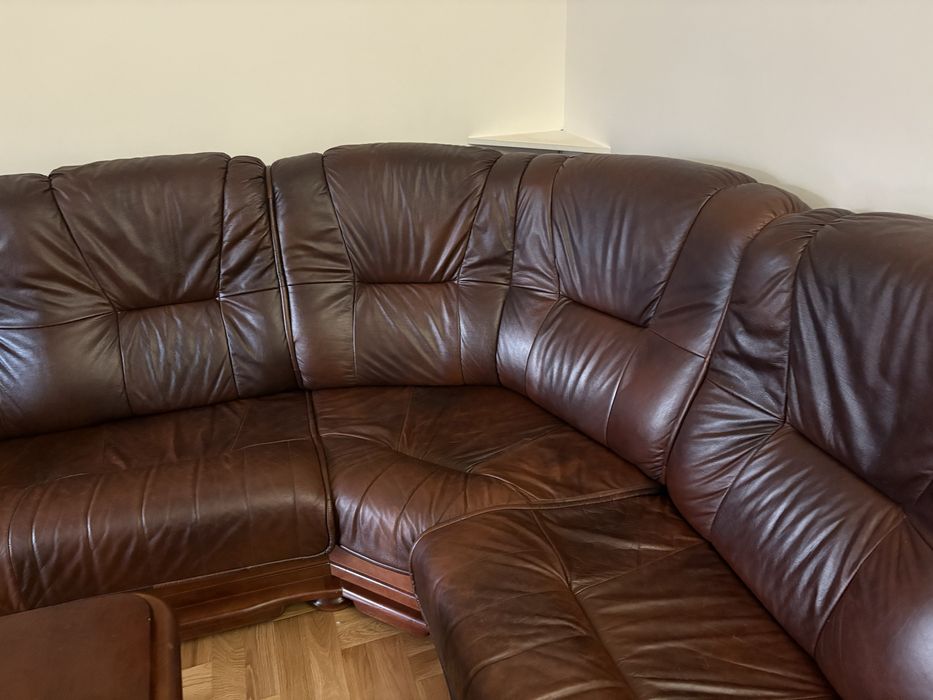 Skorzana kanapa + ława