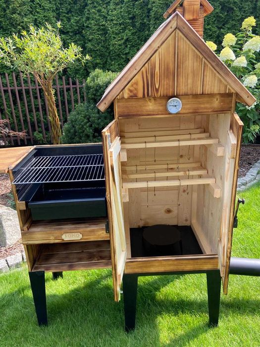 Wędzarnia Drewniana Ogrodowa z Grillem 2 w 1