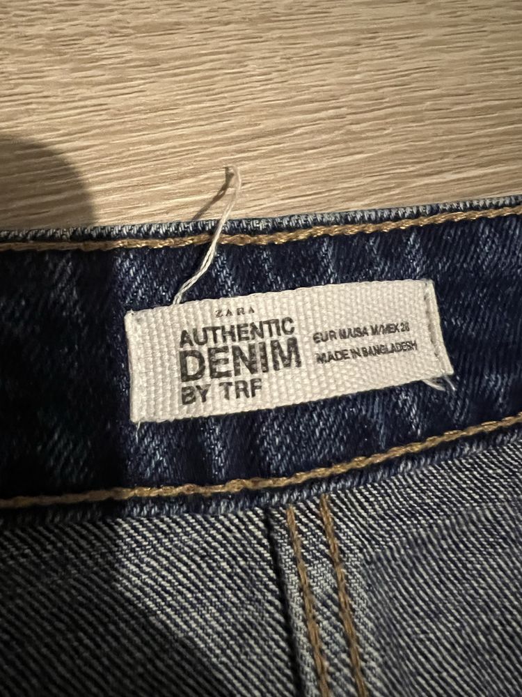 Джинсова спідниця синя з розрізом zara юбка