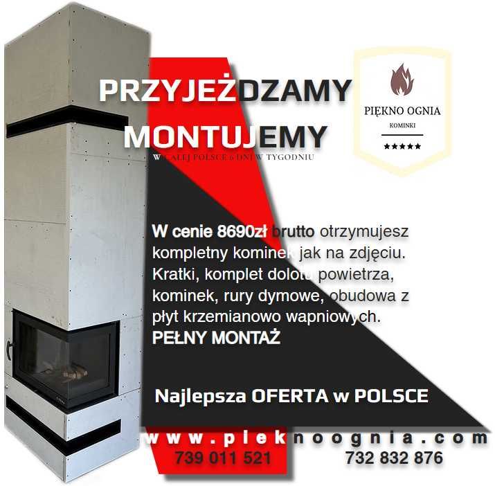 Kompletny kominek narożny - materiał z montażem 8690zł