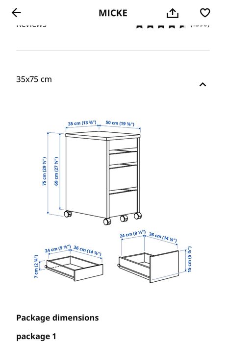 Micke IKEA - bloco de gavetas com rodas