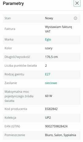 Lampa podłogowa EGLO Up 2 60 W