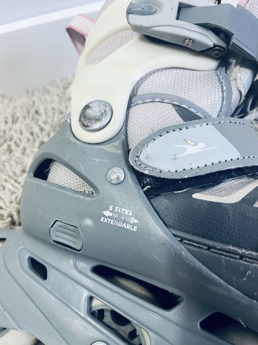 Rolki szare pudrowy roz dla dziewczynki wrotki 29,30,31,32,33