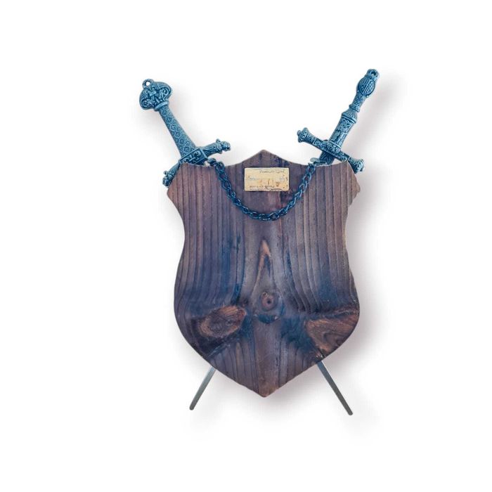 Escudo Heráldico Duas Espadas Cruzadas – Parede Medieval (38 cm)