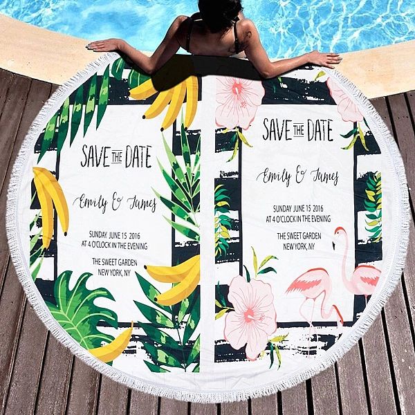 Ręcznik Koc Plażowy 150 cm Okrągły Mikrofibra BOHO