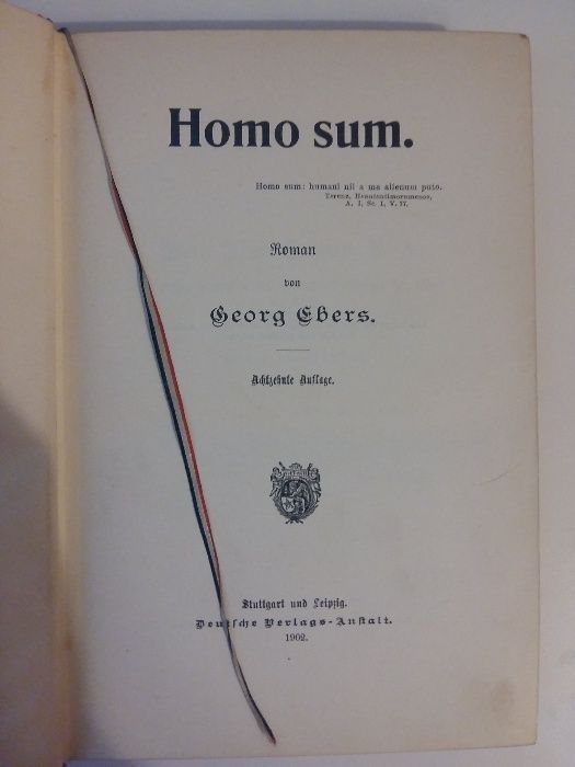 Homo Sum - Roman - Georg Ebers 1902 rok! Piekna! Gratis!