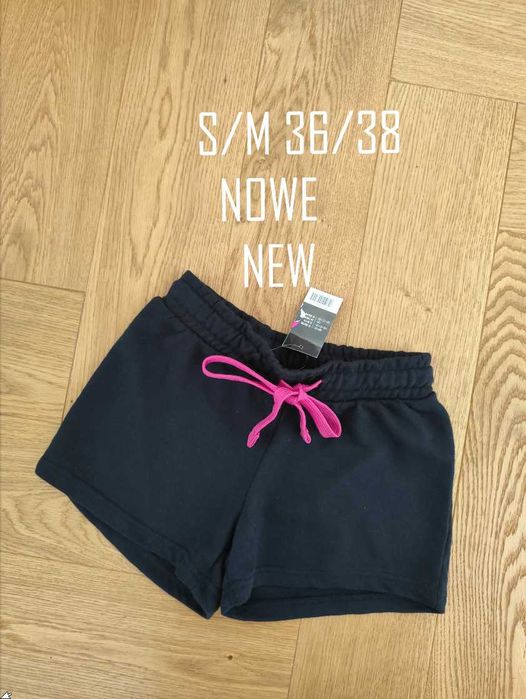 Nowe spodenki/szorty dresowe S/M 36/38 czarne wygodne sportowe