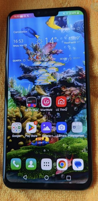 Telemóvel / smartphone LG V40 ThinQ Azul em funcionamento, sem danos