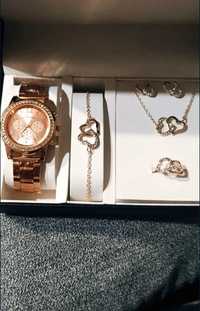 6 szt. Zestaw różowego złota luksusowy zegarek damski
