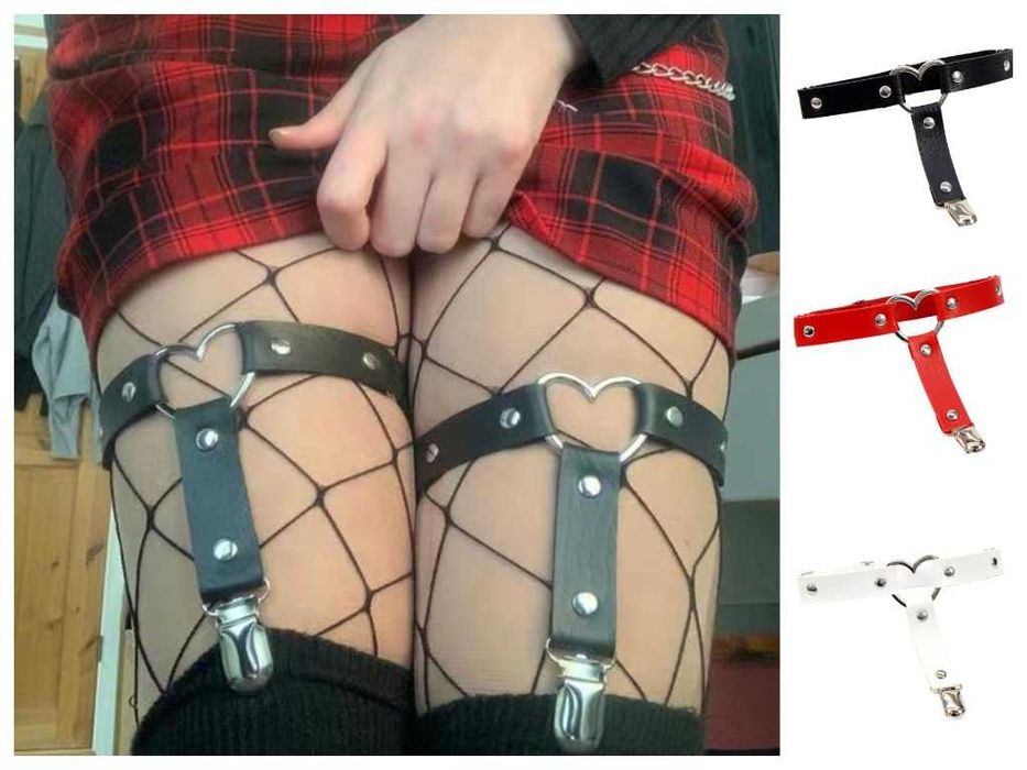 Подвязка гартеры сердце чокер кожа эротическое белье, еротична білизна