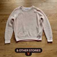 Brzoskwiniowy sweter & Other Stories 36 bawełna ażurowy haft rak  S