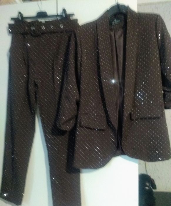 Nowy czekoladowy garnitur damski blink blink