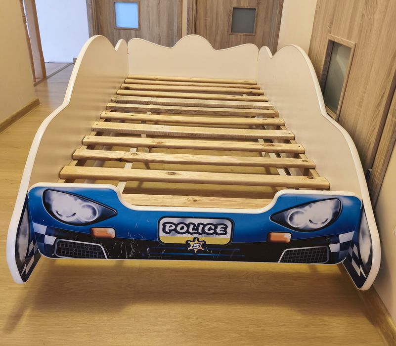 Łóżko dziecięce policyjne, policja, niebieskie 180x90