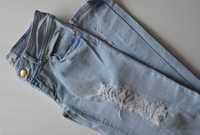 Spodnie jeansy oryginalne przetarcia jasny jeans firmy ALCOTT