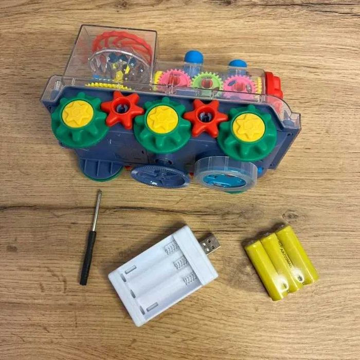 Дитячий інтерактивний прозорий поїзд зі світлом, музикою та поворотом