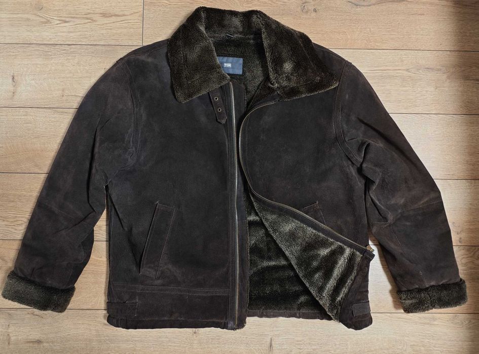 Tcm 52 р. куртка авіатор зимова коричнева шкіряна замша чоловіча пілот