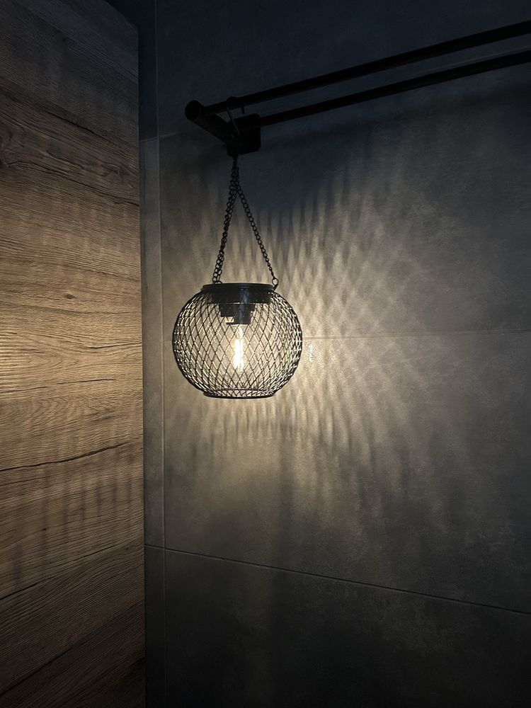 Dwie nowe lampki lampiony ogrodowe na solar, czarne metalowe loft