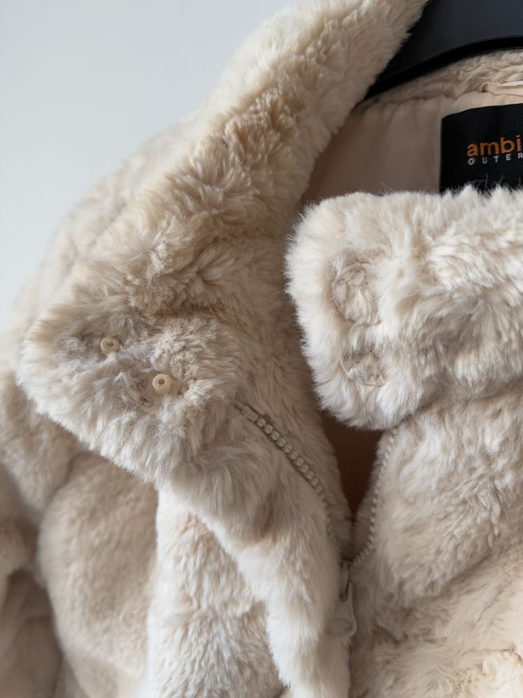 Futerko miś teddy kremowe ciepła kurtka na zimę rozmiar L