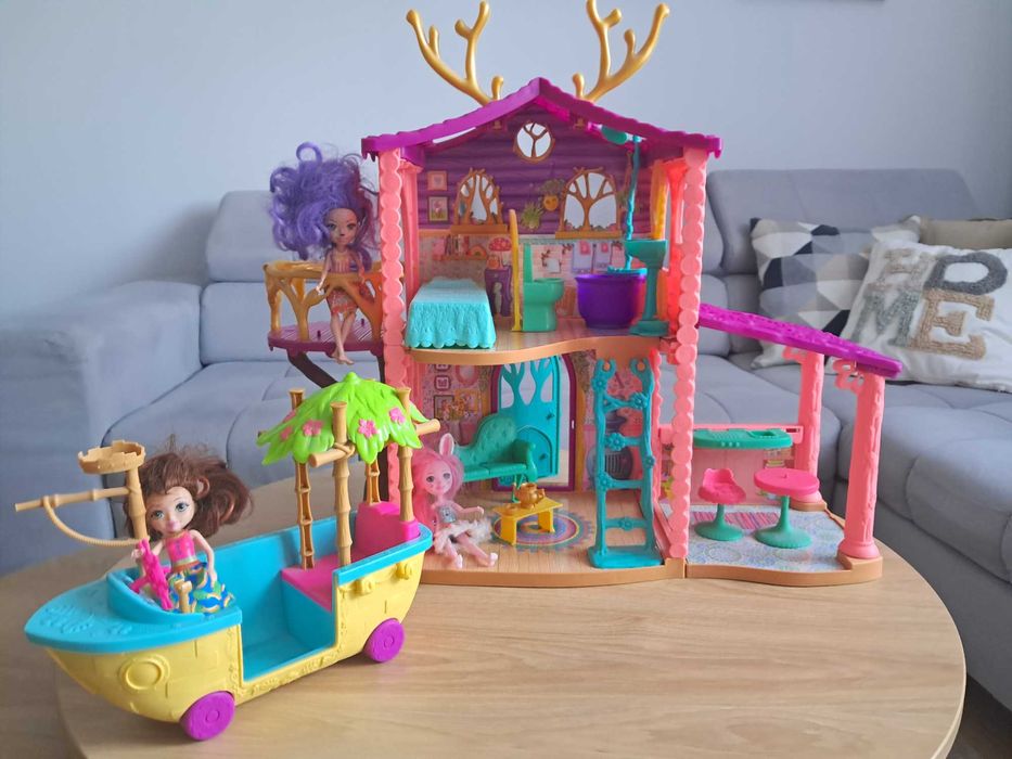 Duży domek jelonków oraz statek Enchantimals 3 lalki