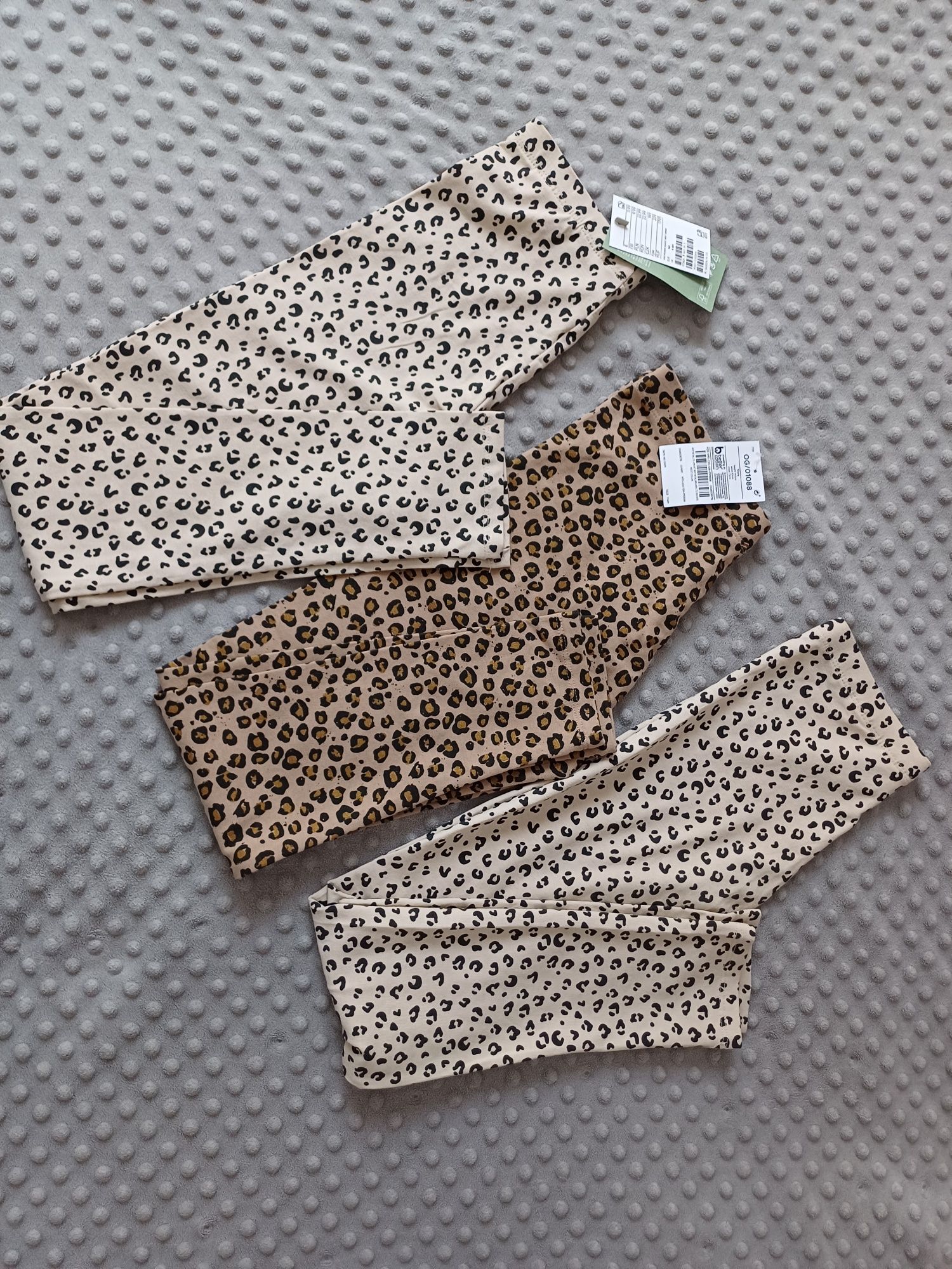 Legginsy gepardowe 2 szt H&M, Next r. 140 NOWE