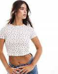 New Look 34 Xs Biały Top Damski W Wisienki Cherry Pointelle Baby D1527