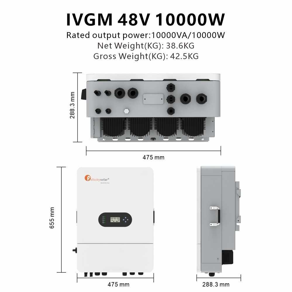 Inwerter niskonapięciowy hybrydowy  10kw 3-fazowy T-REX-10KLP3G01