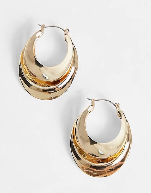 ASOS DESIGN Kolczyki Owale Wiszące Złote Stal 0352